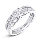 0.30ct 14k White Gold Diamond Cluster Wedding Set